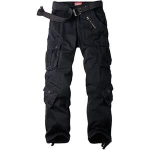 Women's Cotton Casual Military Army Cargo Combat Work Pants with 8 Pocket Black